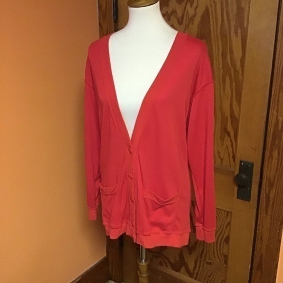 Red vintage 80s oversized slouchy cardigan - Picture 3 of 8
